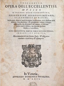 Frontispiece of Toscanello in musica by Pietro Aron by Unknown artist