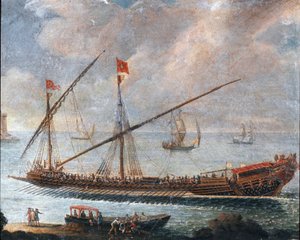 Galley leaving the harbour of Genoa by Unknown artist