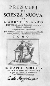 Giambattista Vico. Also called Giovanni, Gian Battista, Jean Baptiste or Jean-Baptiste. Frontispiece of La Scienza Nuova by Unknown artist