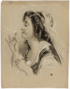 Girl Blowing on a Dandelion (front); Profile Head of a Girl (back) by Unknown artist