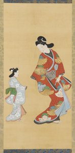 Girl in Scarlet and Gold Dress with a Child by Unknown artist