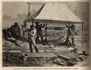 Gold mining and washing in a claim in Cameron Town, British Columbia, Canada by Unknown artist
