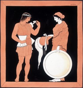 Greek mythology: Andromache presents the weapons to her husband by Unknown artist