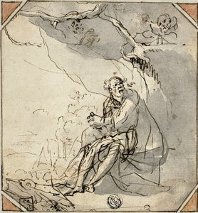 Hermit Saint in Cave by Unknown artist