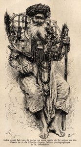 Hindu vowed to wear a large circle of iron around his neck. Engraving to illustrate the voyage in the meridional provinces of India, by Alfred Grandidier, in 1862-1864, published in 