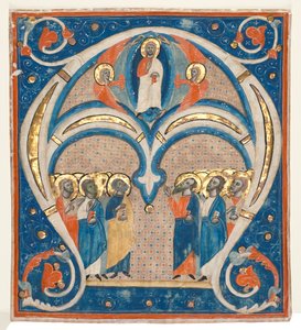 Historiated Initial (A) Excised from a Responsorial: Christ in Majesty with Saints