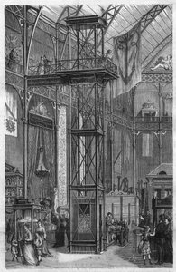 Hydraulic Elevator Invented by Megy Echeverria and Bazan, Exhibited at the International Exhibition of River and Maritime Industries at the Palais de l