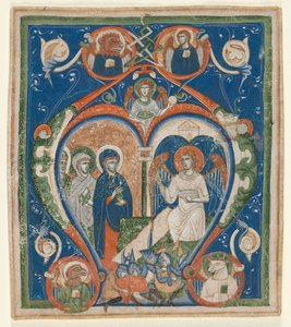 Initial A [ngelus Domini descendit] from an Antiphonary: The Three Marys at the Tomb