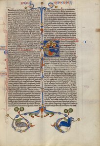 Initial E: Ezekiel Dreaming of the Four Evangelist Symbols by Unknown artist