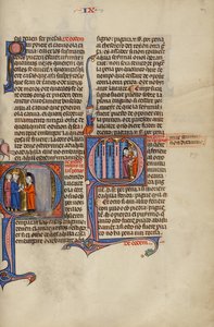Initial Q: A Man Greeting Two Men from his Doorway; Initial Q: Two Men Fighting in Front of a House by Unknown artist