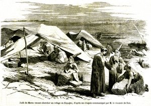 Jews from Morocco Coming to Seek Refuge in Algeciras in Spain in the Middle of the 19th Century (engraving)