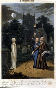 John Dee and Edward Kelly invoke a spirit. 1825. Bibl. Morando, Milan