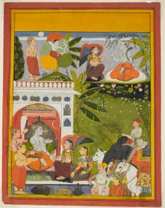 Kama Shoots a Love Arrow at Shiva, from a copy of the Song of Gauri