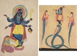 Krishna as Kali Worshipped by Radha (recto); Krishna Quells the Serpent Kaliya (verso) by Unknown artist