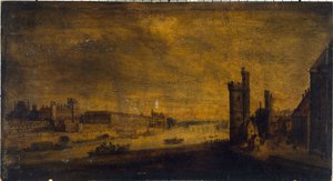 Hôtel de Nevers, the Tower of Nesle, the Grande Galerie and the Louvre, seen from the Pont-Neuf, circa 1640 by Unknown artist
