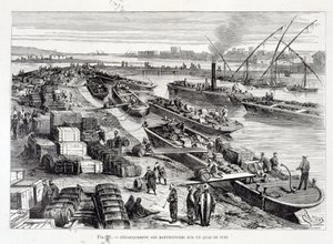 Landing of Goods on a Dock in the Suez Canal by Unknown artist