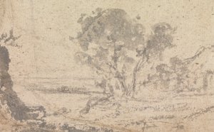 Landscape Sketch with a Tree by Unknown artist