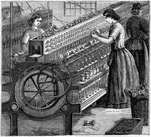 Large English industries: Walter Evans cotton spinning in England in 1863. The twisting of the wire by Unknown artist