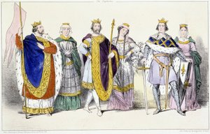 Les Capetiens: Louis VI Le Gros (1081-1137) and Adelaide of Savoy (ca. 1100-1154), Louis VII Le Jeune (1120-1180) and Adele of Champagne (or Blois) (ca. 1140-1206), Philippe II dit Philippe Auguste (1165-1223) and Isabelle de Hainaut (1170-1190) - Plate fr