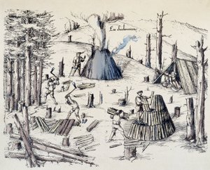The charcoal burners - in La croix aux mines by Unknown artist