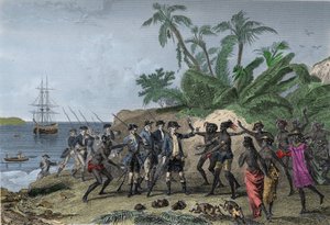Louis Antoine (Louis-Antoine) of Bougainville, French navigator (1729-1811), addressing the islands of the Marquises in Tahiti, April 6 by Unknown artist