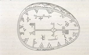 Magic drum of shamans in Lapland, illustration of a book on Linne
