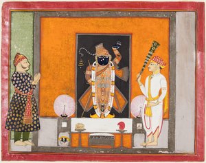 Maharao Ram Singh II of Kota (r. 1828–66) Worships Brij Nathji as the Bridegroom by Unknown artist