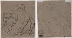 Man Seated on the Ground, Seen from Behind; Sketch