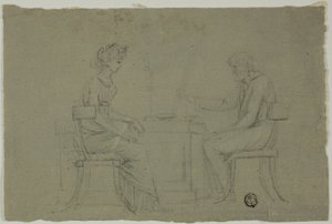 Man and Woman Seated at Table