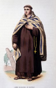 Member of the Order of Carmel loose (Order of Our Lady of Mount Carmel). Engraving of the 19th century by Unknown artist