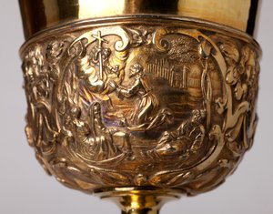 Chalice, Gift of Canon A. Le Vaillant de la Bassarderie, Dean of the Cathedral Chapter 1726 to 1758 (detail) by Unknown artist