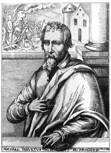 Michel Servet (Michel de Villanueva) (1511-1553), Spanish doctor and theologian. Engraving by Unknown artist
