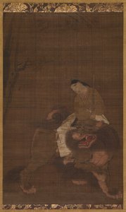 Monju as a Child Riding on a Lion