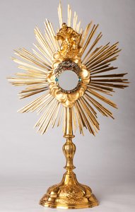 Monstrance. Vermeil, Diamonds, Fake Jewellery with Statue God the Father (Dieu le Père). 18th Century by Unknown artist