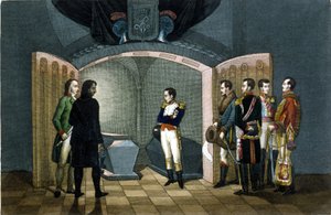 Napoleon Bonaparte in front of the tomb of Frederick II of Prussia by Unknown artist