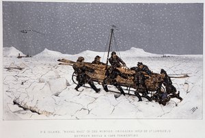 Near the River, Gulf of St. Lawrence: Boat on a Sleigh, near Brule and Cape Tormentin - in Sketches of Canadian Sports and Pastimes by Lieut. Henry Buckton Laurence