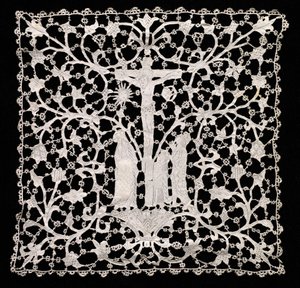 Needlepoint (Venetian Flat Point) Lace Ecclesiastical Square by Unknown artist