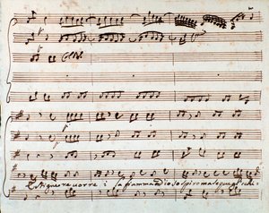 Page of musical score of Estinguere vorrei aria in Griselda opera by Antonio Vivaldi