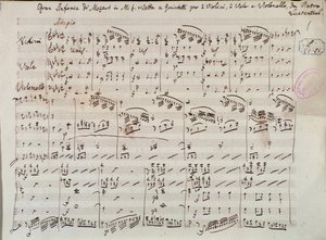 Page of the sheet music for Symphony Concertante for Violin and Viola in E flat, by Mozart, Lichtenthal version