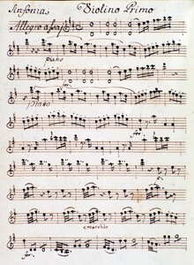 Page of the Sheet Music for the First Violin of Symphony No. 4 in D by Mozart