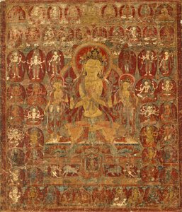 Painted Banner of Bodhisattva Manjushri with Vajrapani and Padmapani