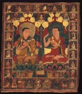 Painted Banner of Lineage Painting of Two Lamas in Debate by Unknown artist