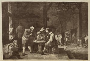 Painting of Men Gathered at Table by Unknown artist