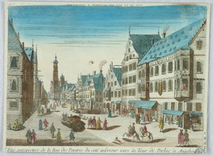 Peep-show, Vue Perspective de la Rue des Peintres du Cote Inferieur Vers la Tour de Perlac à Augsbourg by Unknown artist