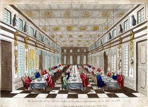 Perspective view of the Salle des Festins de Versailles in celebration of peace in 1763 between Great Britain, France and Spain