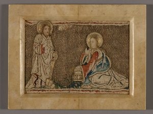 Picture (Probably from an Orphrey Band Depicting Christ before Mary Magdalene) by Unknown artist