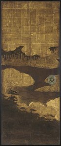 Pine Trees, Water and Clouds by Unknown artist