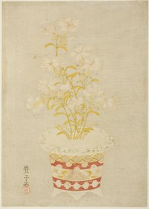 Pinks in a Porcelain Pot by Unknown artist