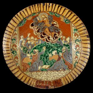 Plate in varnished earth representing the Ascension of Christ