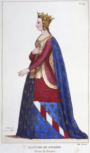 Portrait of Blanche of Navarre, Queen of France Bride to John I the Roux in 1236. Engraving of 1830 by Unknown artist